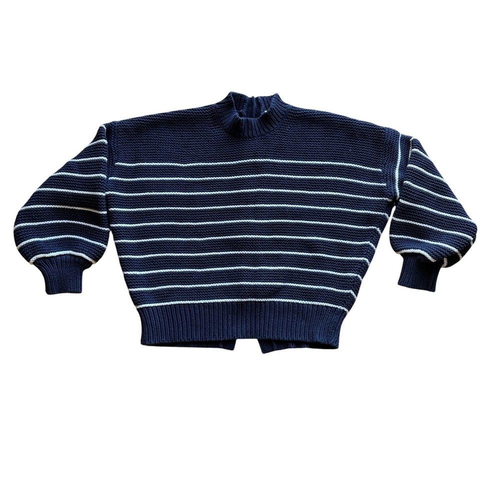 Alex Mill Nico Cardigan L Blue White Stripe Reversible Button Back Cotton Knit